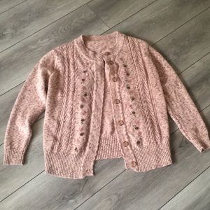 Wool blend cardigan with embroidered detail